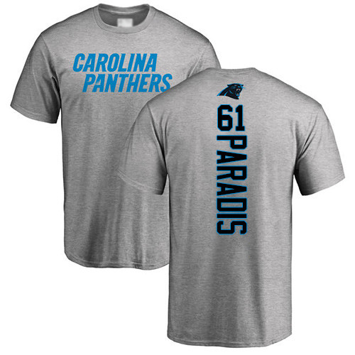 Carolina Panthers Men Ash Matt Paradis Backer NFL Football #61 T Shirt->carolina panthers->NFL Jersey